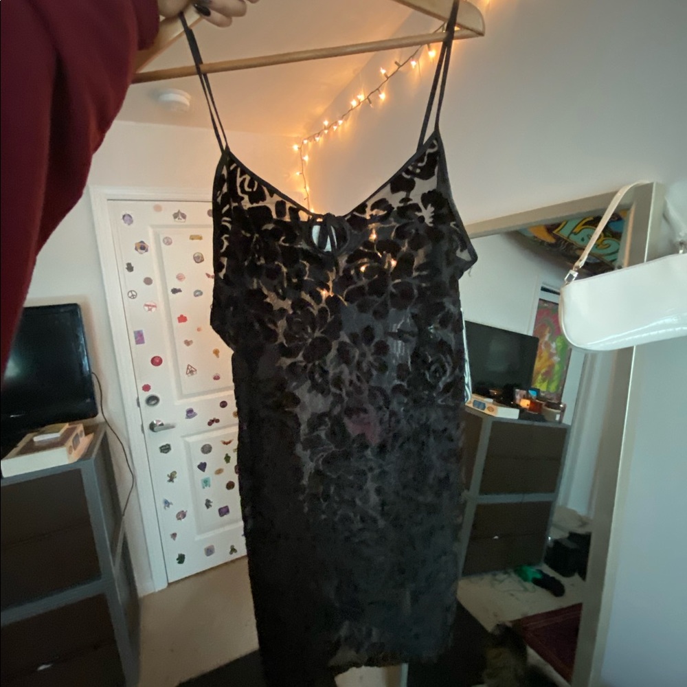 Black sheer night slip dress